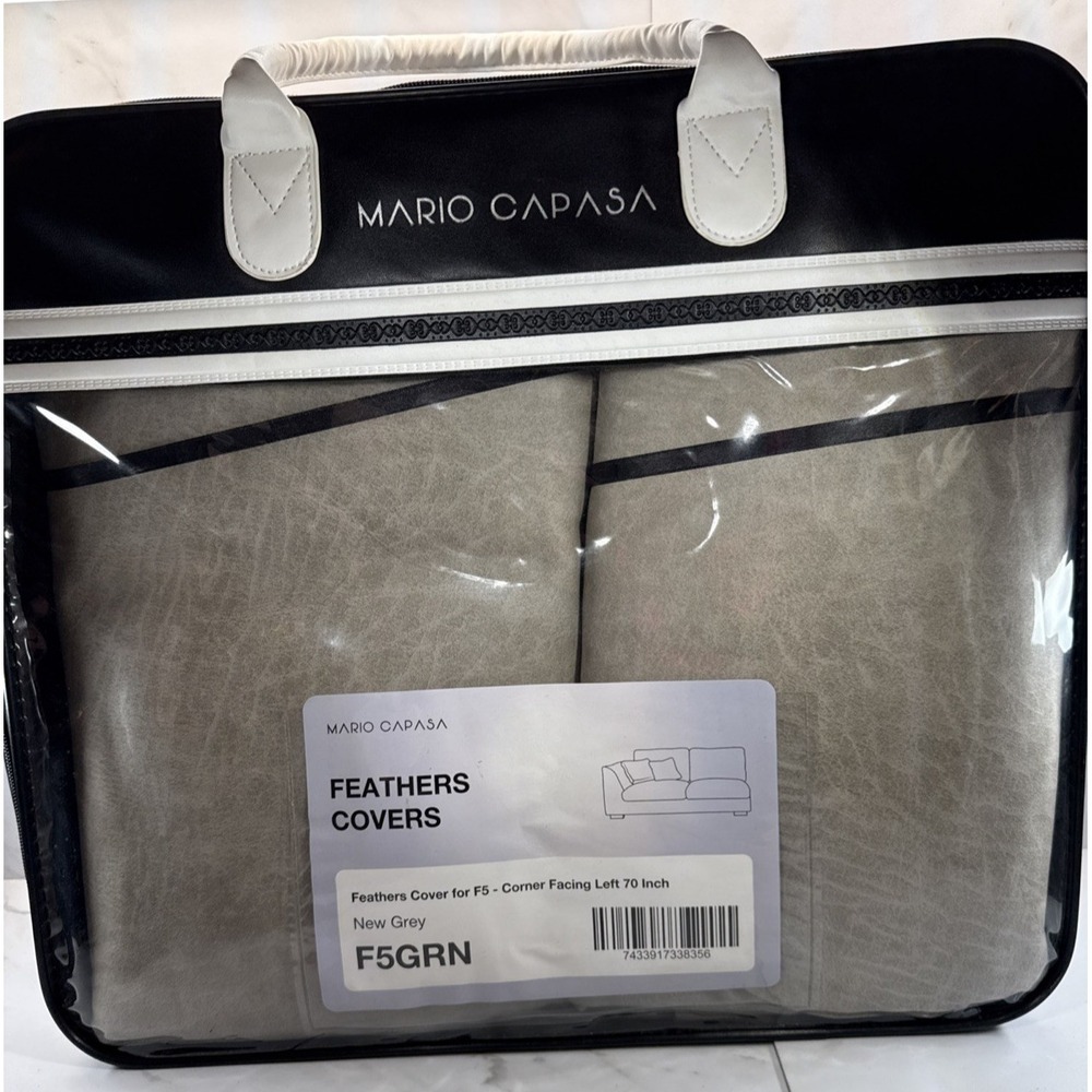 MARIO CAPASA✨Feathers Covers for F5✨Corner Facing Left 70"✨ NEW GREY✨F5GRN✨NEW!